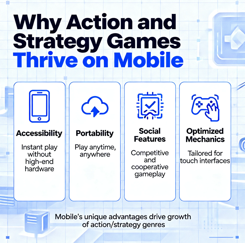 Player enjoying a mobile action and strategy game on a smartphone with dynamic graphics