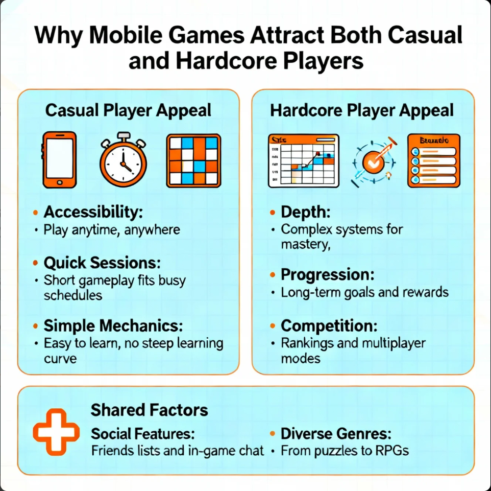 Why Mobile Games Attract Both Casual and Hardcore Players